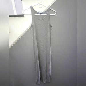 Quince Grey Tencel Rib Knit Sleeveless Midi Dress Stretchy Comfy Size Small